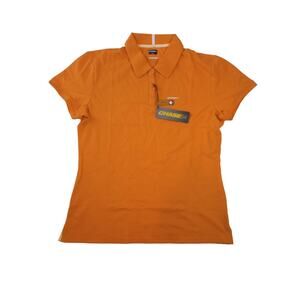 CHASE 54 Women Basic Polo Shirt Orange 100% Short Sleeve Cotton Size XXL